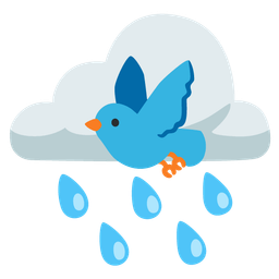cloud with rain and bird