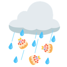 cloud with rain and birthday cake