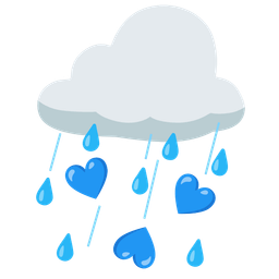 cloud with rain and blue heart