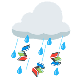 cloud with rain and books