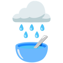 cloud with rain and bowl with spoon