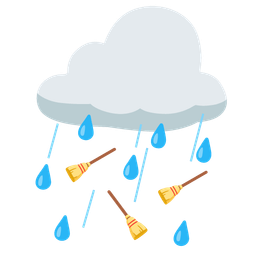 cloud with rain and broom