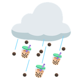 cloud with rain and bubble tea