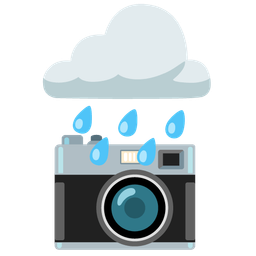 cloud with rain and camera