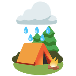 cloud with rain and camping