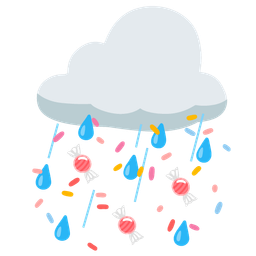 cloud with rain and candy