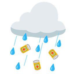 cloud with rain and canned food