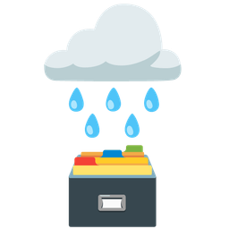 cloud with rain and card file box