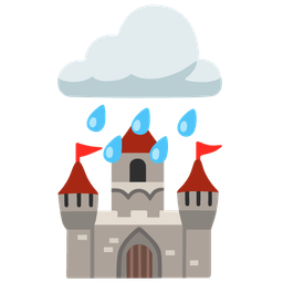 cloud with rain and castle