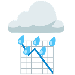 cloud with rain and chart decreasing