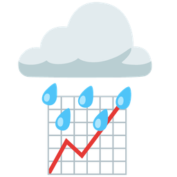 cloud with rain and chart increasing