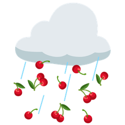 cloud with rain and cherries