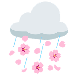 cloud with rain and cherry blossom