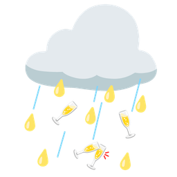 cloud with rain and clinking glasses