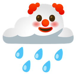 cloud with rain and clown face