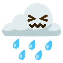 cloud with rain and confounded face