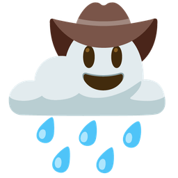 cloud with rain and cowboy hat face