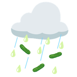 cloud with rain and cucumber