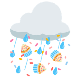 cloud with rain and cupcake
