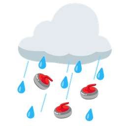 cloud with rain and curling stone