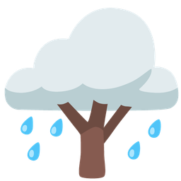 cloud with rain and deciduous tree