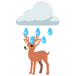 cloud with rain and deer