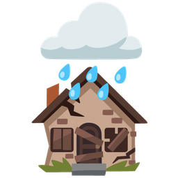 cloud with rain and derelict house