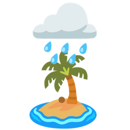 cloud with rain and desert island