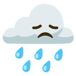 cloud with rain and disappointed face
