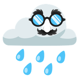 cloud with rain and disguised face