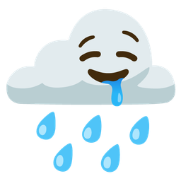 cloud with rain and drooling face