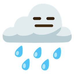 cloud with rain and expressionless face