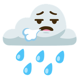 cloud with rain and face exhaling