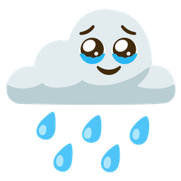 cloud with rain and face holding back tears