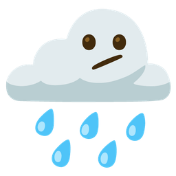 cloud with rain and face with diagonal mouth