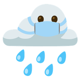 cloud with rain and face with medical mask