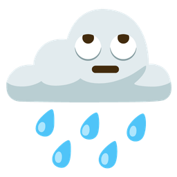cloud with rain and face with rolling eyes
