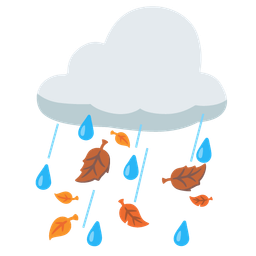 cloud with rain and fallen leaf