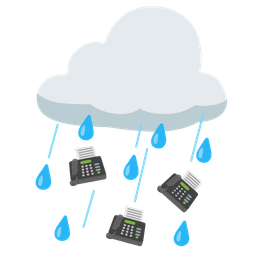cloud with rain and fax machine