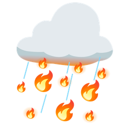 cloud with rain and fire