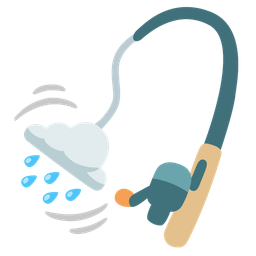 cloud with rain and fishing pole