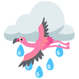 cloud with rain and flamingo