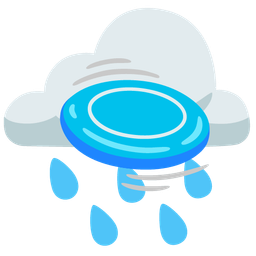 cloud with rain and flying disc