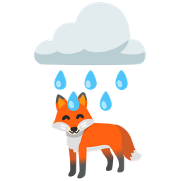 cloud with rain and fox
