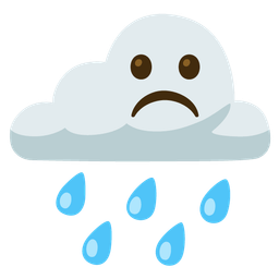 cloud with rain and frowning face