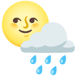 cloud with rain and full moon face