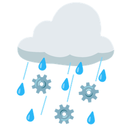 cloud with rain and gear