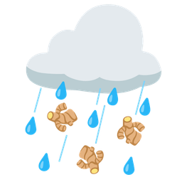 cloud with rain and ginger root