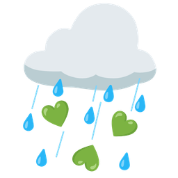 cloud with rain and green heart