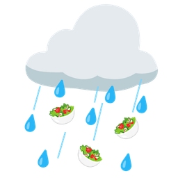 cloud with rain and green salad